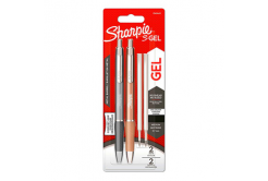 Sharpie 2162643, stilou gel S-Gel Metal, negru, 2buc., 0.7mm, extra 2 reumpleri