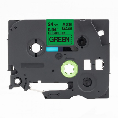 Banda compatibila Brother TZ-FX751 / TZe-FX751,24mm x 8m, flexi, text negru / fundal verde