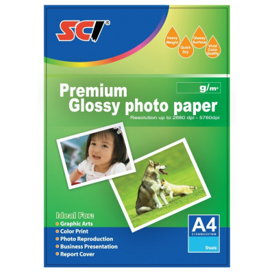 SCI GPP-230 Glossy Inkjet Photo Paper, 230g, A4, 20 buc., hârtie foto lucioasa