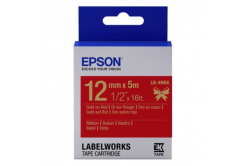 Epson LabelWorks LK-4RKK C53S654033 12mm x 5m, text auriu / fundal rosu, panglică textilă, banda original