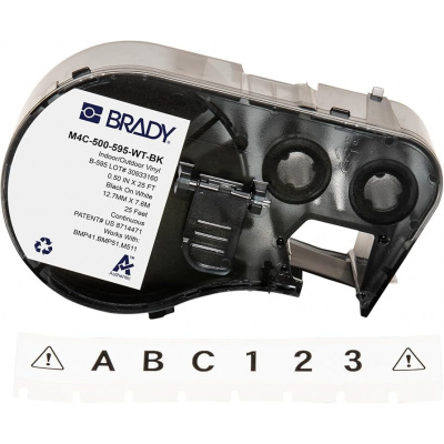 Brady M4C-500-461 / 170765, 12.70 mm x 7.62 m, Poliester, text negru / fundal alb