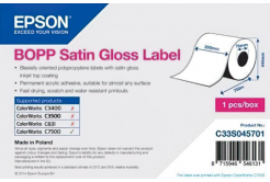 Epson C33S045701 BOPP Satin Gloss, pentru ColorWorks, 220mmx750m, polipropilenă, alb etichete autoadezive